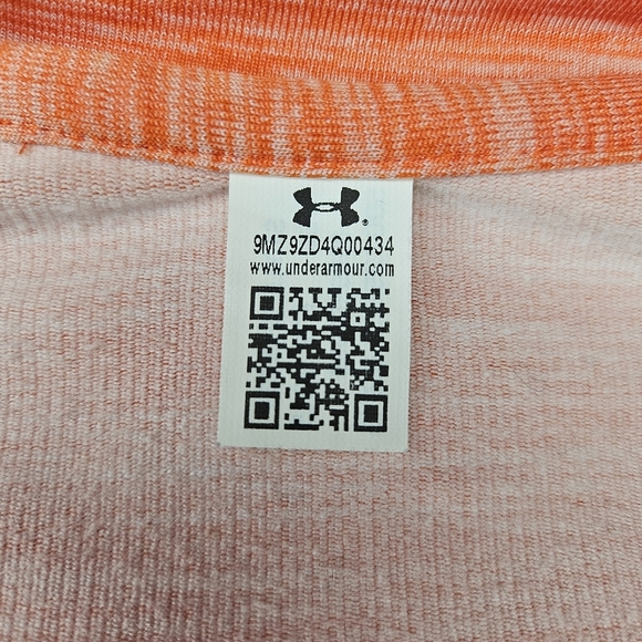 Under Armour Half Zip Athletic Pullover Yoga Running Top Orange Small Workout - Picture 9 of 10